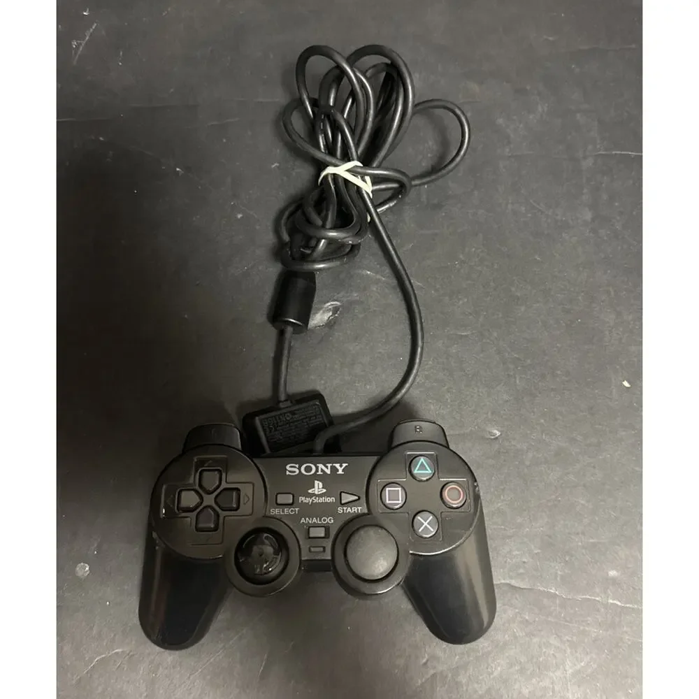 Sony PS2 BLACK Wired Controller OEM DualShock 2 PlayStation 2 SCPH-10010 Tested